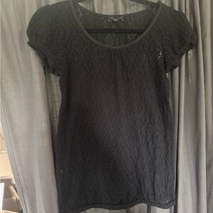 The Limited Black Lace Short Sleeve Blouse Y2K